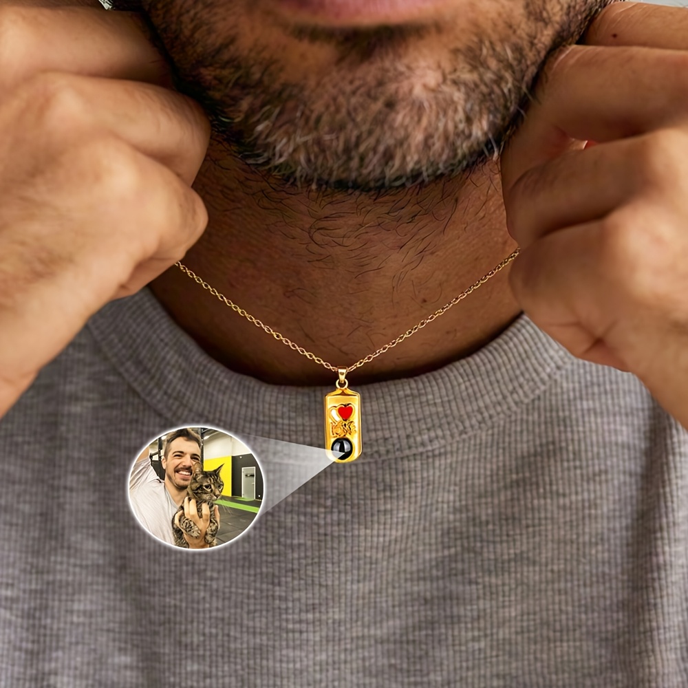 Custom Photo Stainless Steel Heart Shaped Projection Necklace